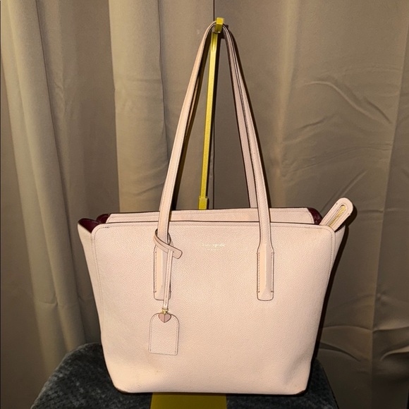 Kate Spade Pink With Red interior Leather Tote Bag EUC - Picture 3 of 16